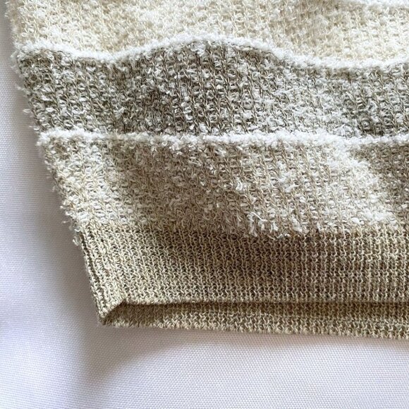 SARAH PACINI SPRING 2024 COLLECTION FADED CHALKY STRIPES CASUAL FUZZY SWEATER - Picture 9 of 10